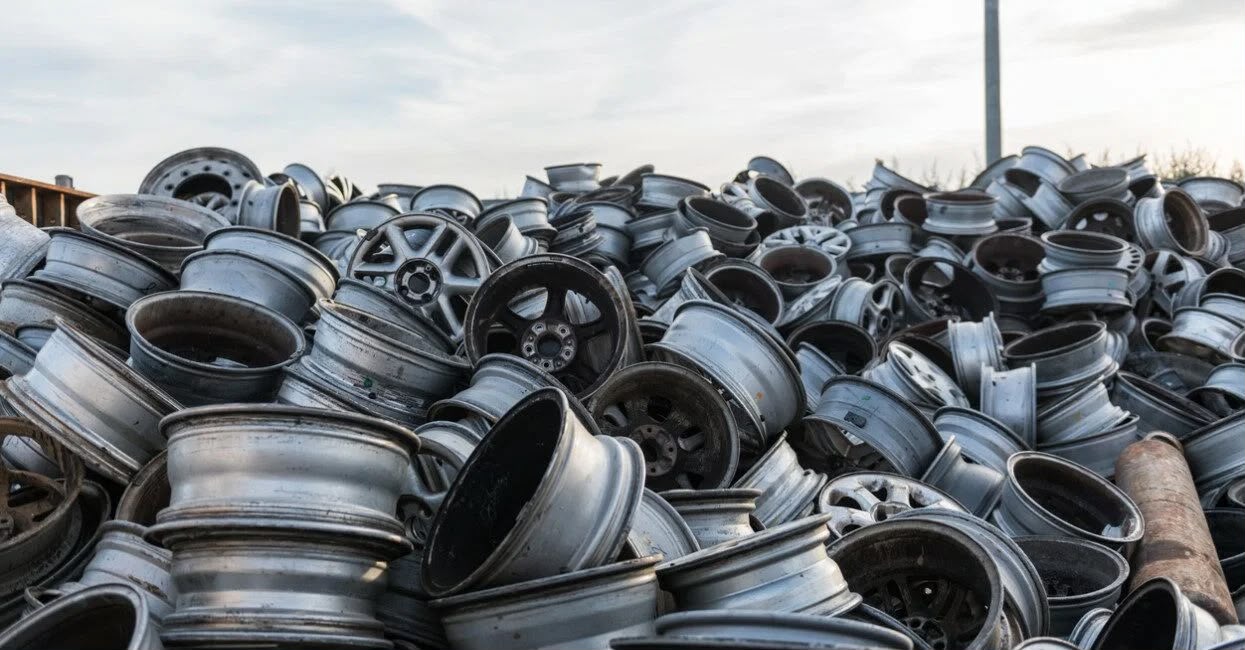 Jantes et déchets métalliques à recycler
